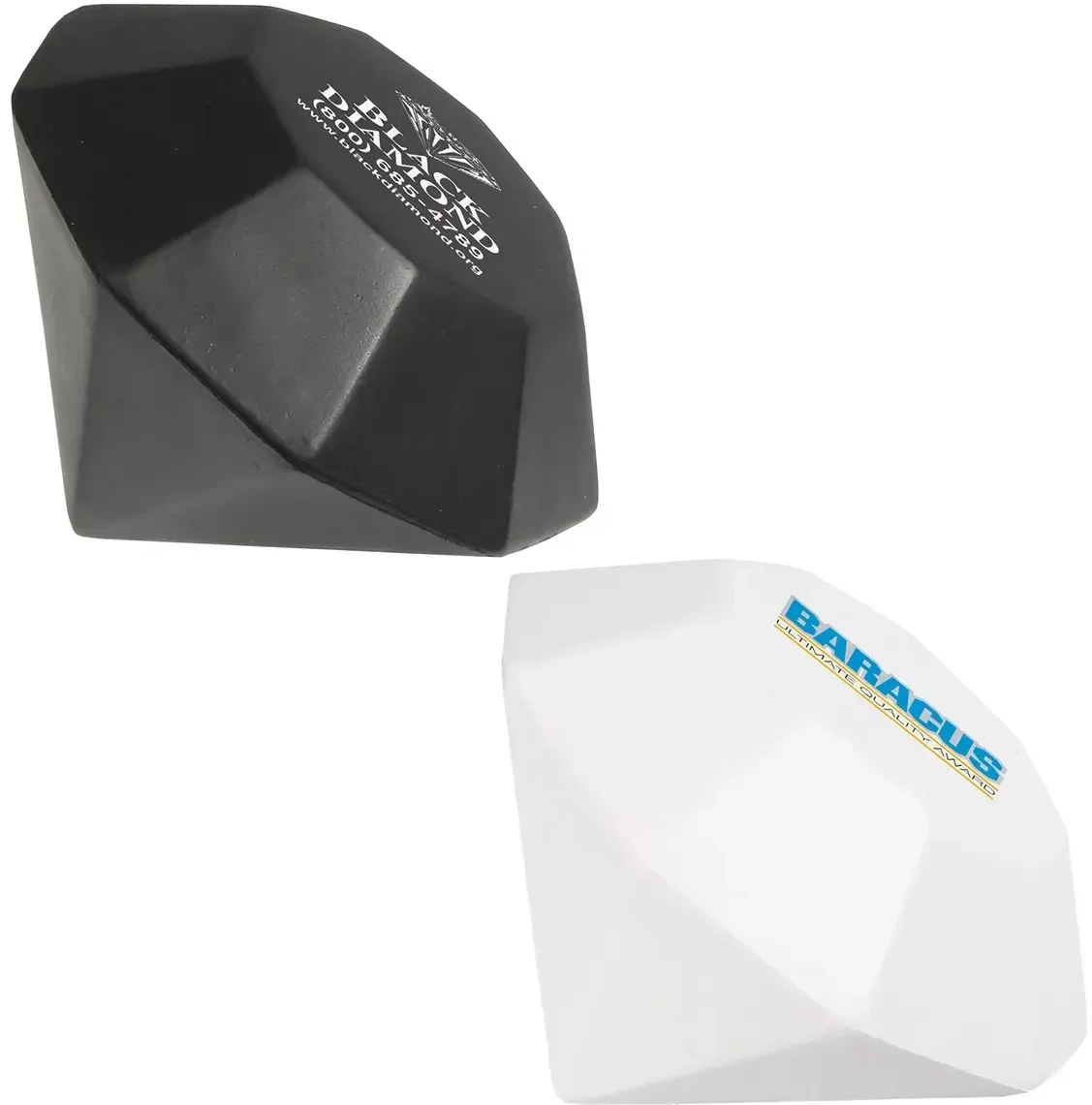 Custom Diamond Stress Reliever, promotional cut-gem shaped foam squeeze toy front view with logo