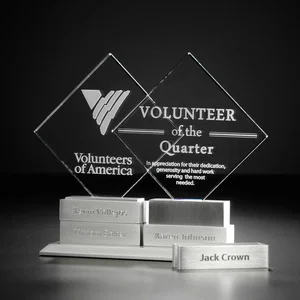 Starfire Crystal Diamond Tower Perpetual Award With Four Bars
