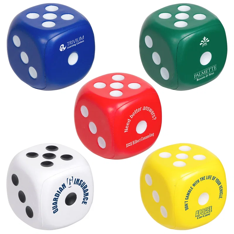 Dice shaped polyurethane stress reliever cube, 2-1/4 inches per side