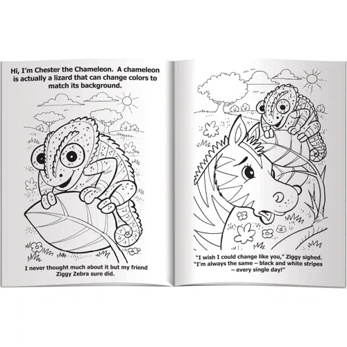 Pack of 4 non-toxic Fun Pak crayons included with Chester Chameleon coloring book