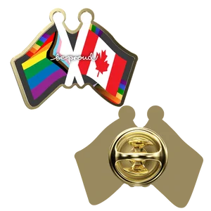 Double Flag Silhouette Lapel Pin, Iron with Full-Color Print