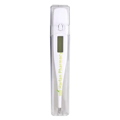 White digital thermometer resting inside its clear case