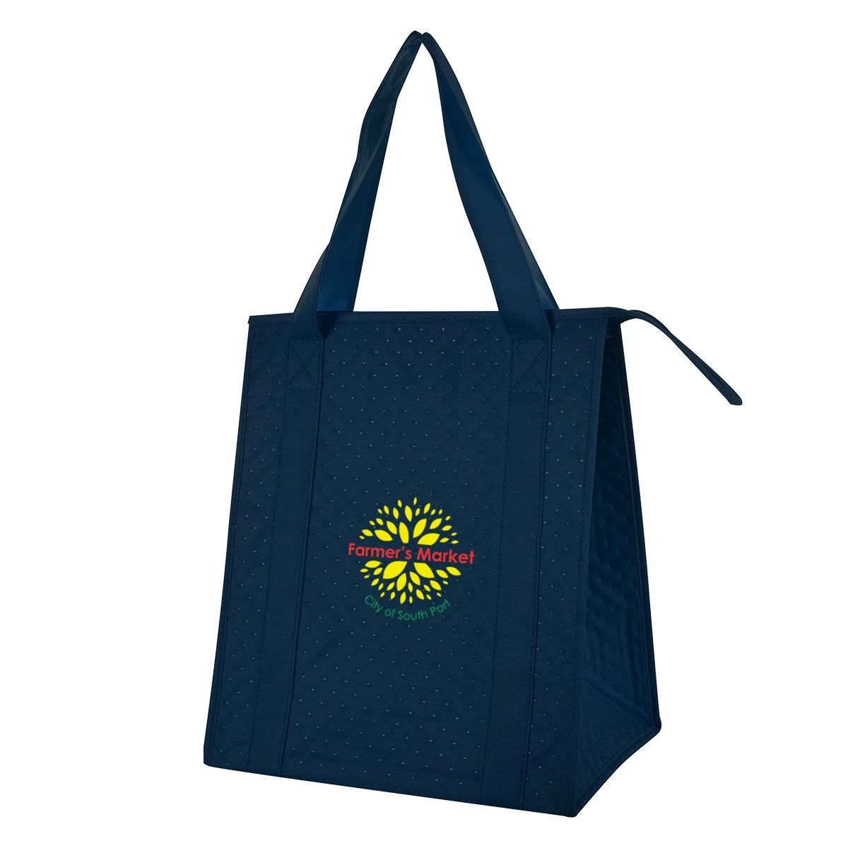 Tilted view of the tote against a white backdrop