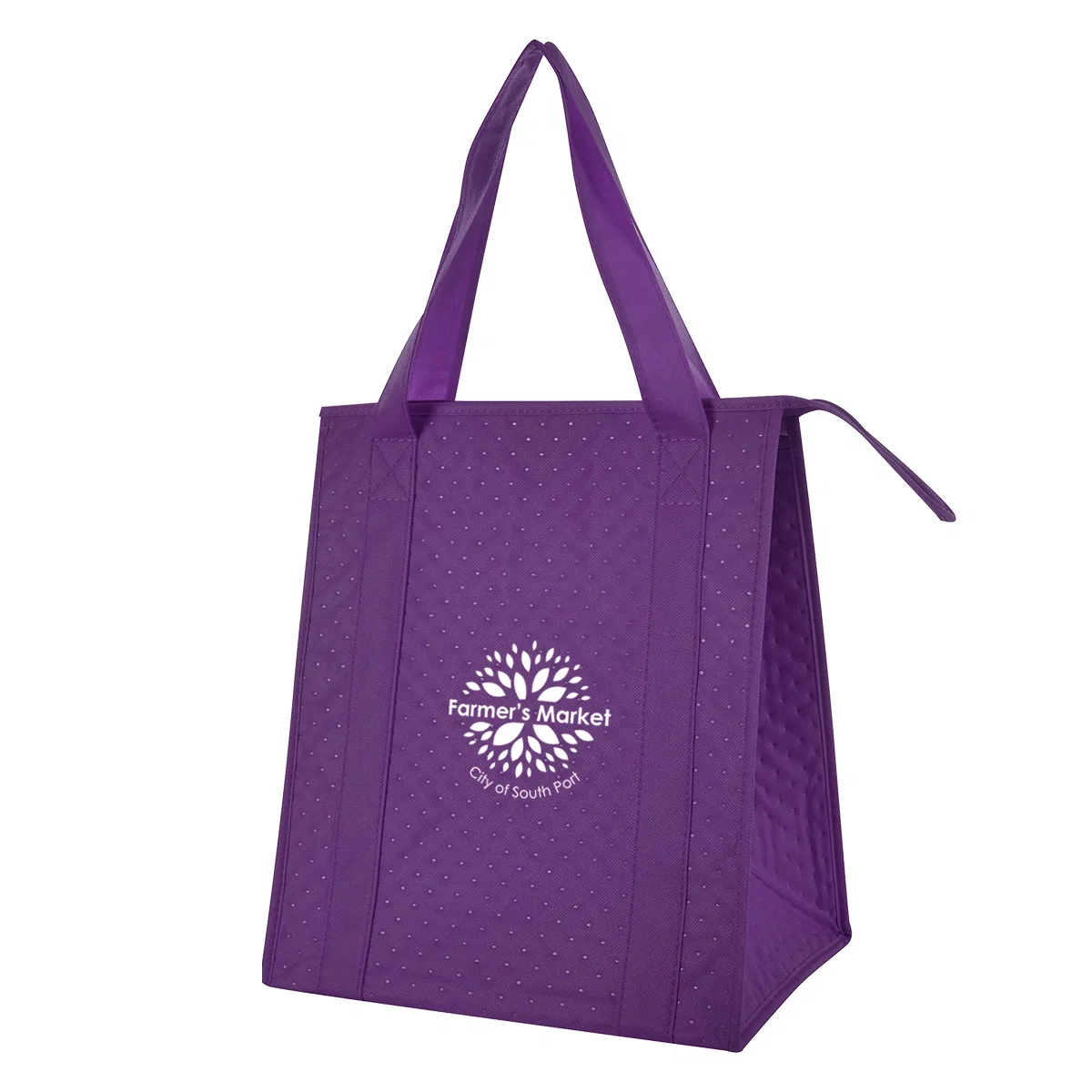 Fifteen-inch tall tote standing upright on a plain table