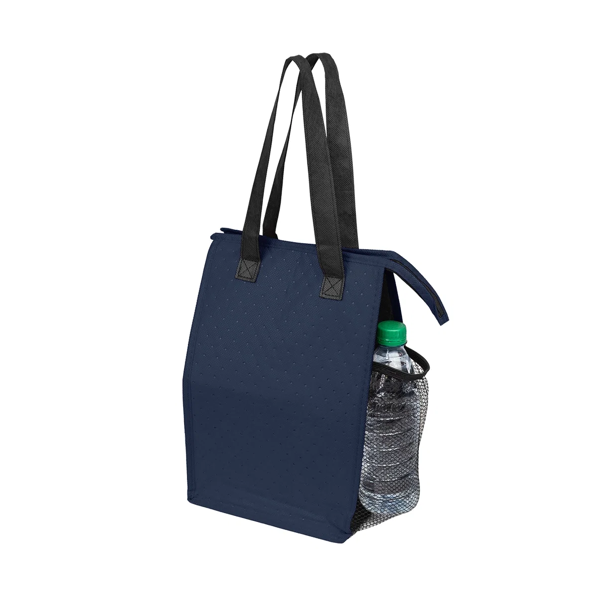 Recycled insulated tote shown in full with nothing else nearby