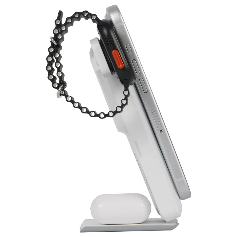 Angled view of the Diplomat Power Bank propped up on its built-in stand