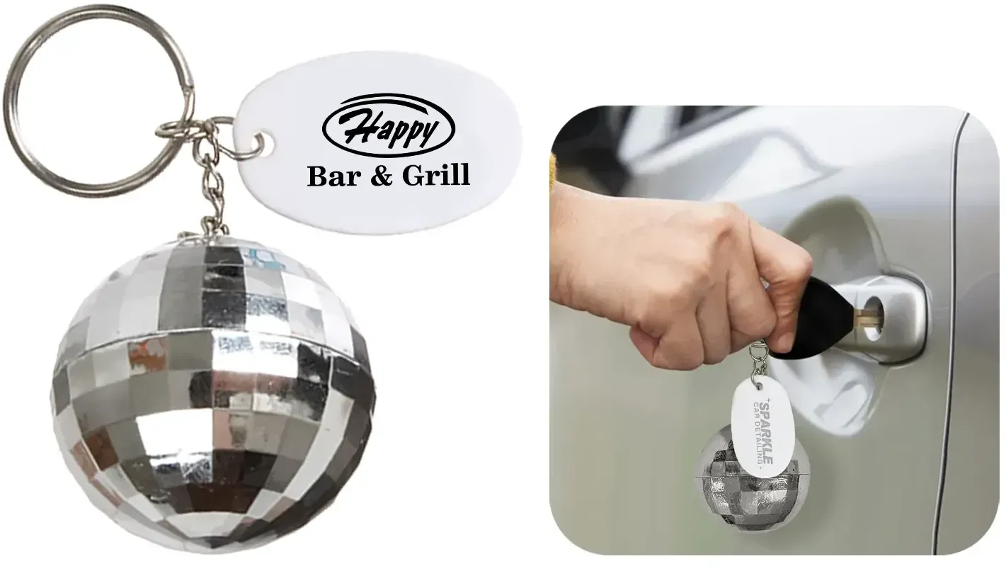 Custom Disco Ball Keychain held in hand