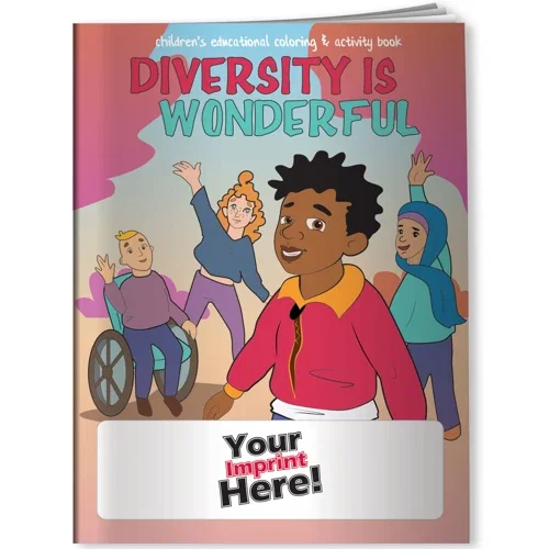Diversity is Wonderful coloring book front cover artwork celebrating inclusion for kids