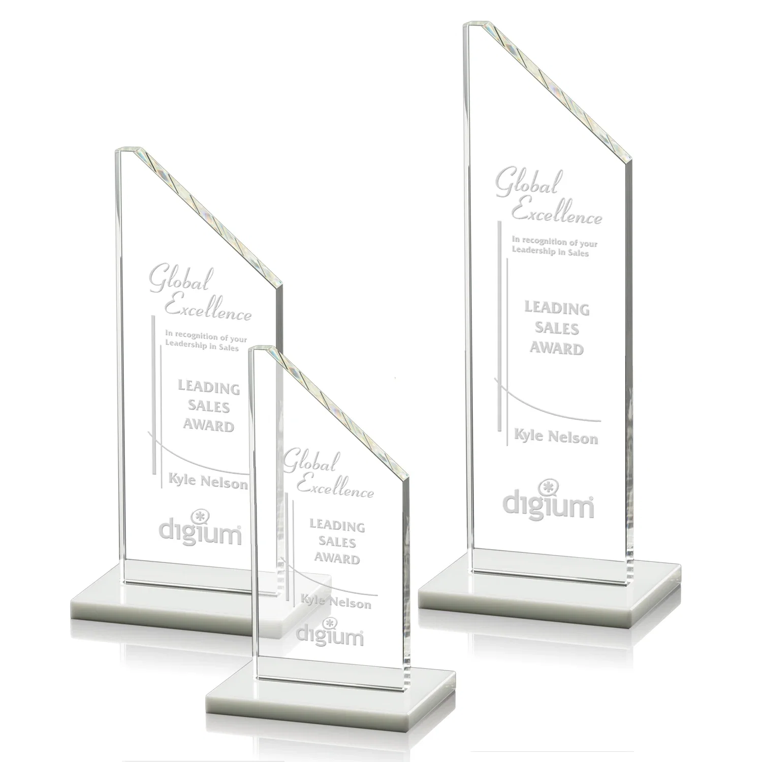 Custom Starfire Crystal Peak Award on White Crystal Base, awards for employee recognition