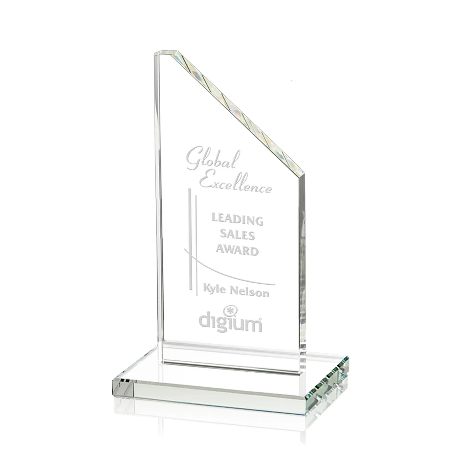 Custom Starfire Crystal Peak Award on White Crystal Base, awards for volunteer appreciation