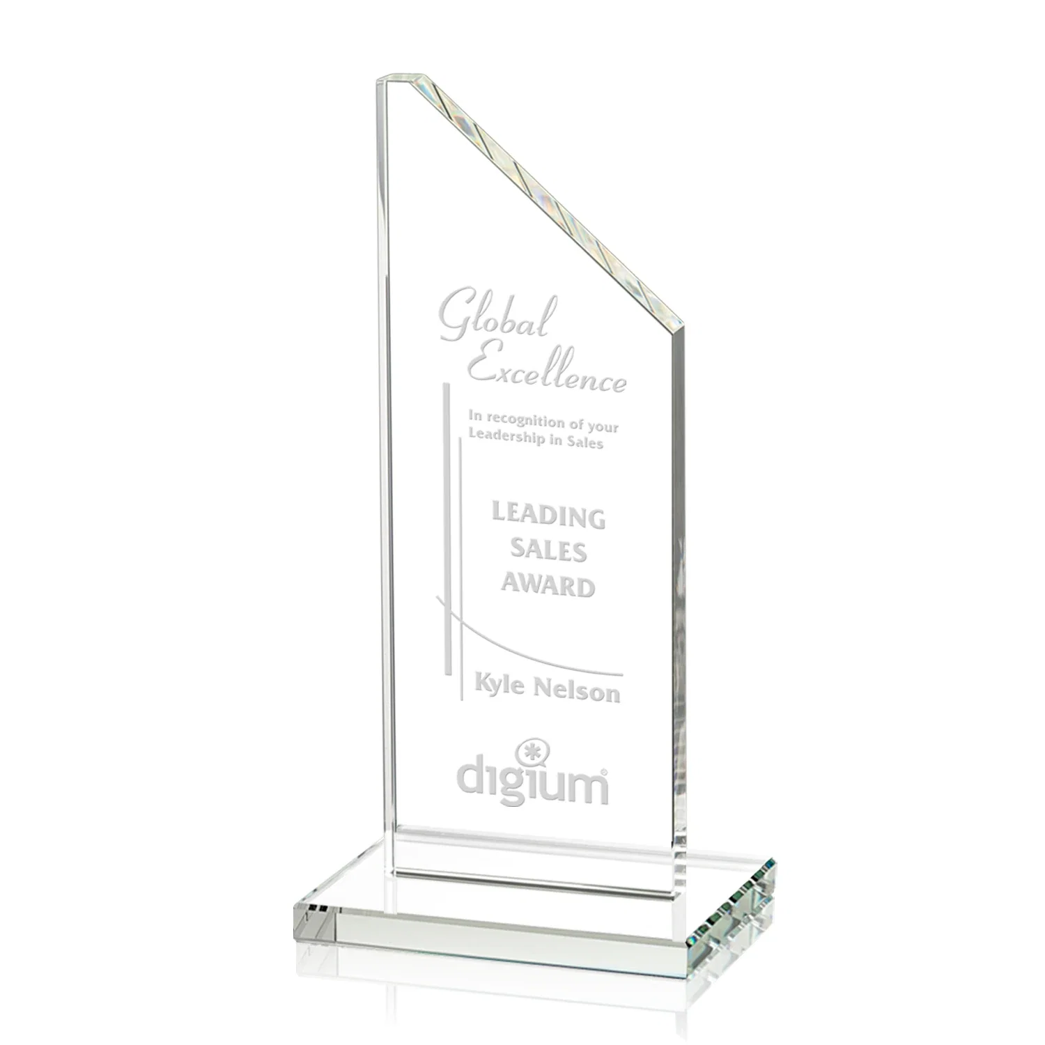 Custom Starfire Crystal Peak Award on White Crystal Base, awards for dealer and partner awards
