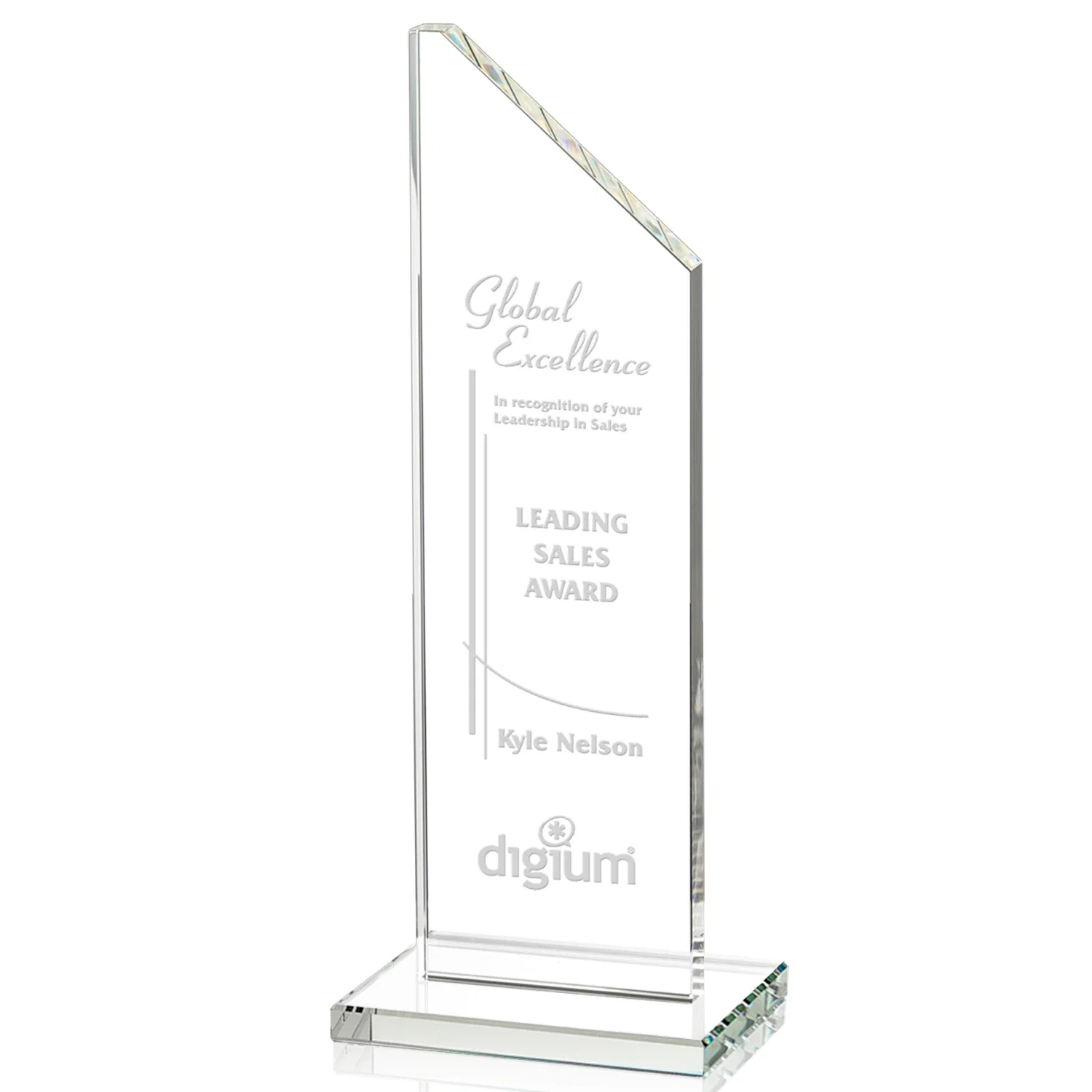 Custom Starfire Crystal Peak Award on White Crystal Base, awards for company anniversary events
