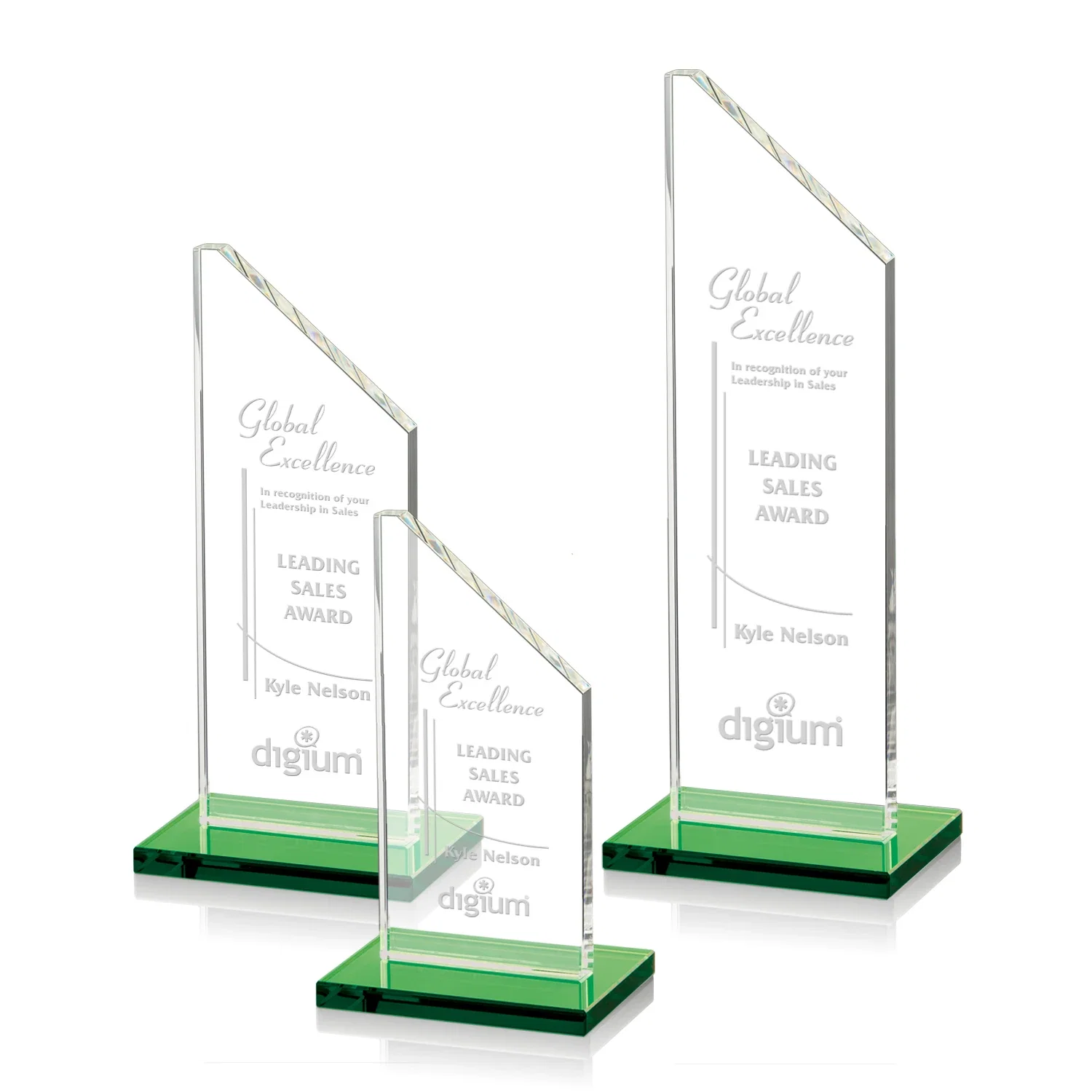 Personalized Starfire Crystal Peak Award on White Crystal Base, awards for employee recognition