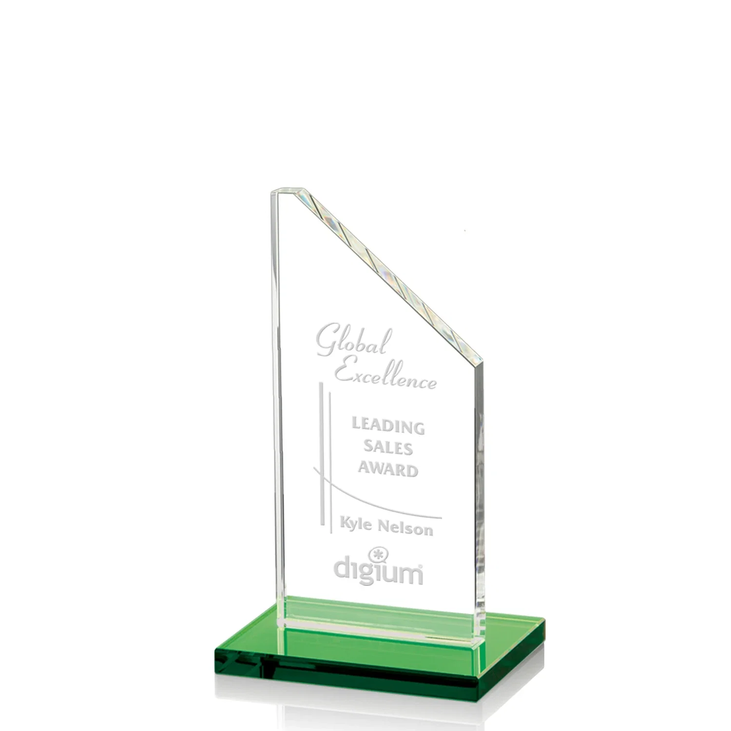 Personalized Starfire Crystal Peak Award on White Crystal Base, awards for corporate award ceremonies
