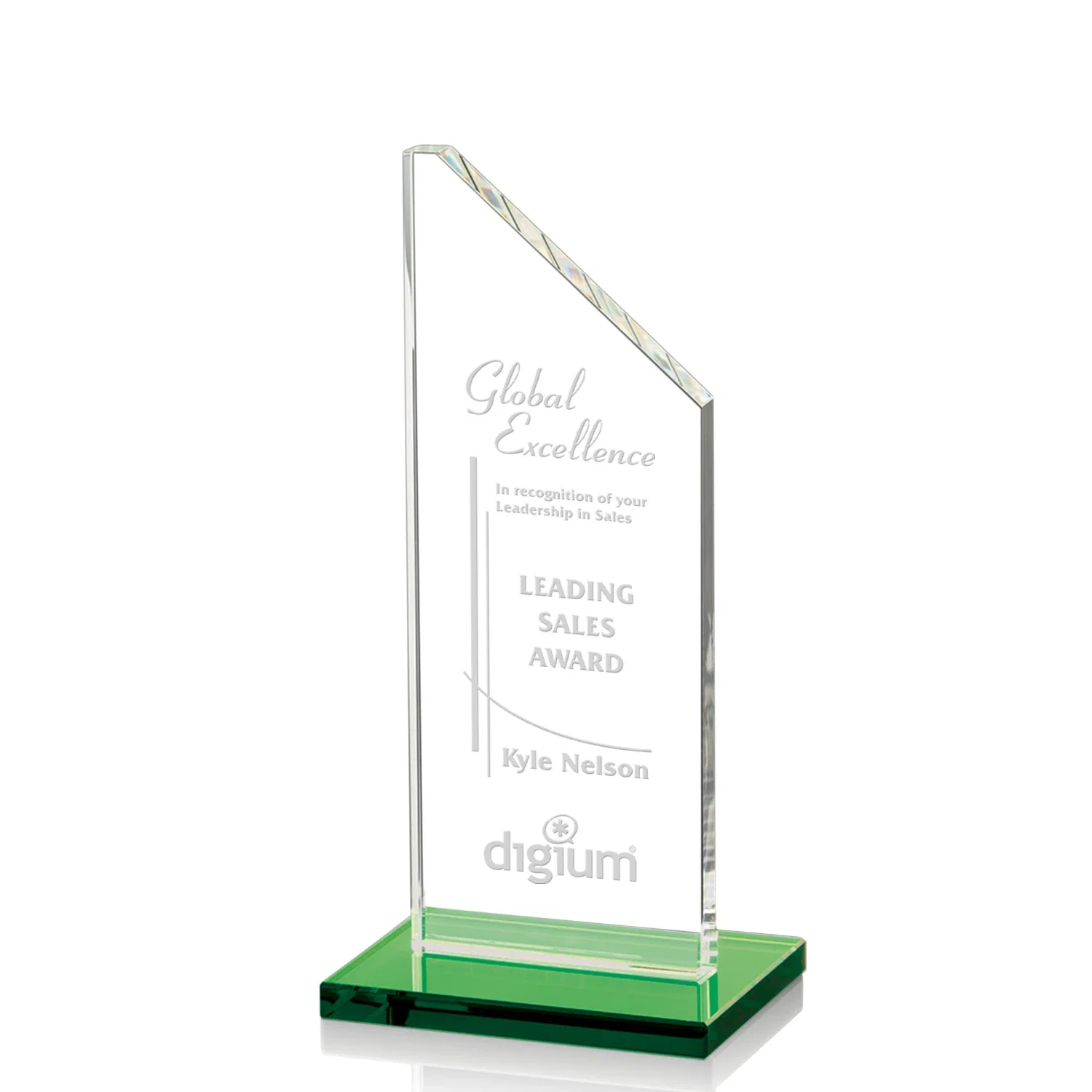 Personalized Starfire Crystal Peak Award on White Crystal Base, awards for service anniversary gifts