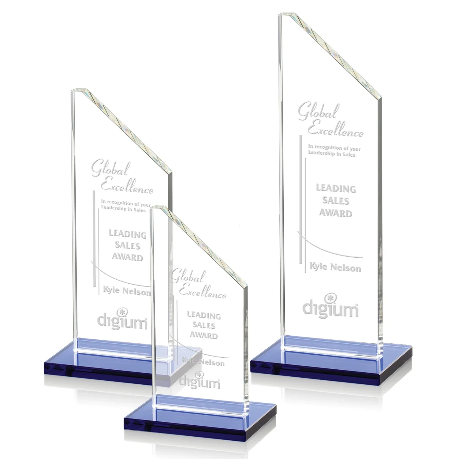 Personalized Starfire Crystal Peak Award on White Crystal Base, awards for retirement presentations