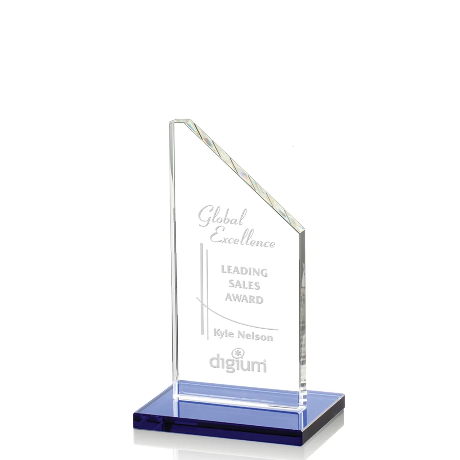 Personalized Starfire Crystal Peak Award on White Crystal Base, awards for team milestone celebrations
