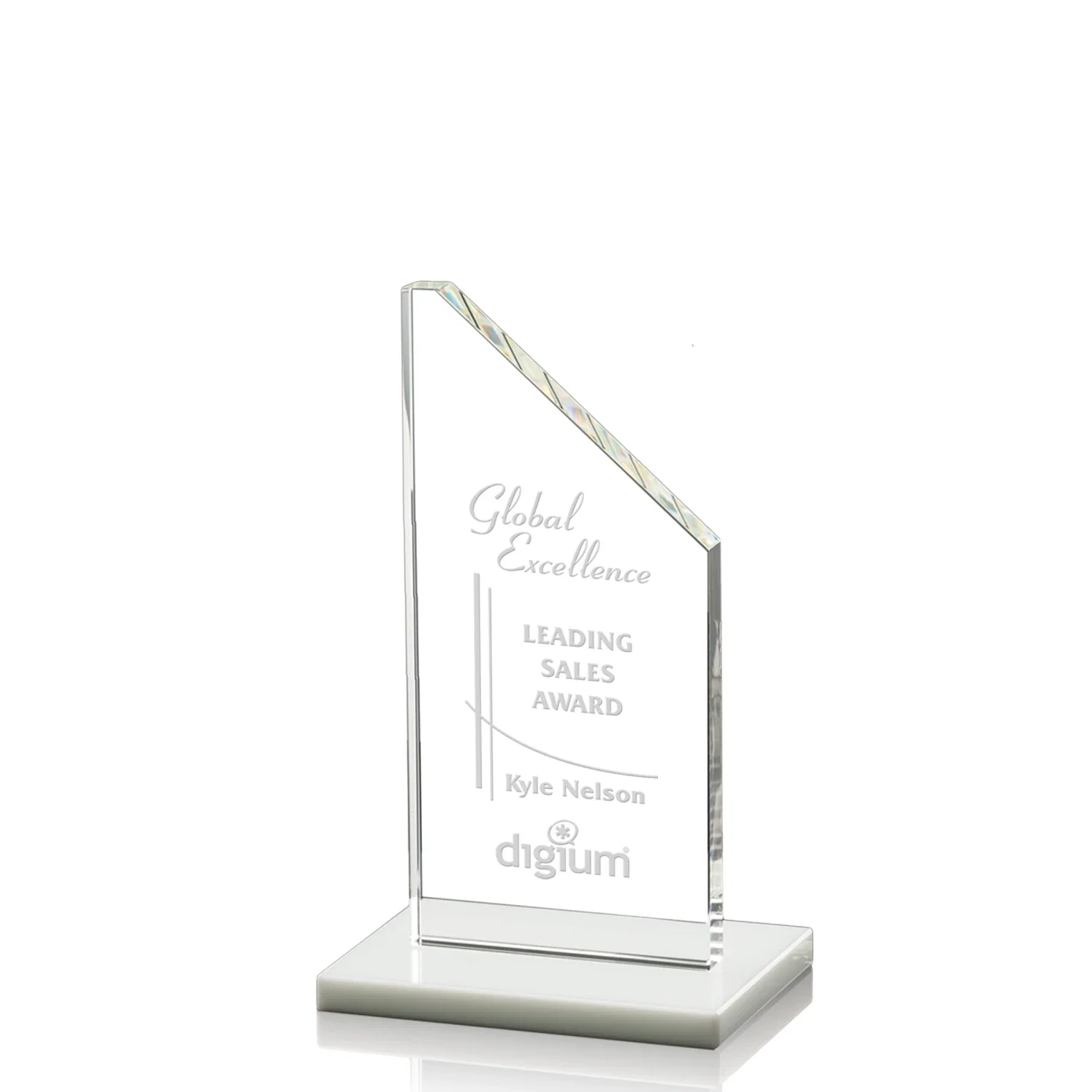 Custom Starfire Crystal Peak Award on White Crystal Base, awards for corporate award ceremonies