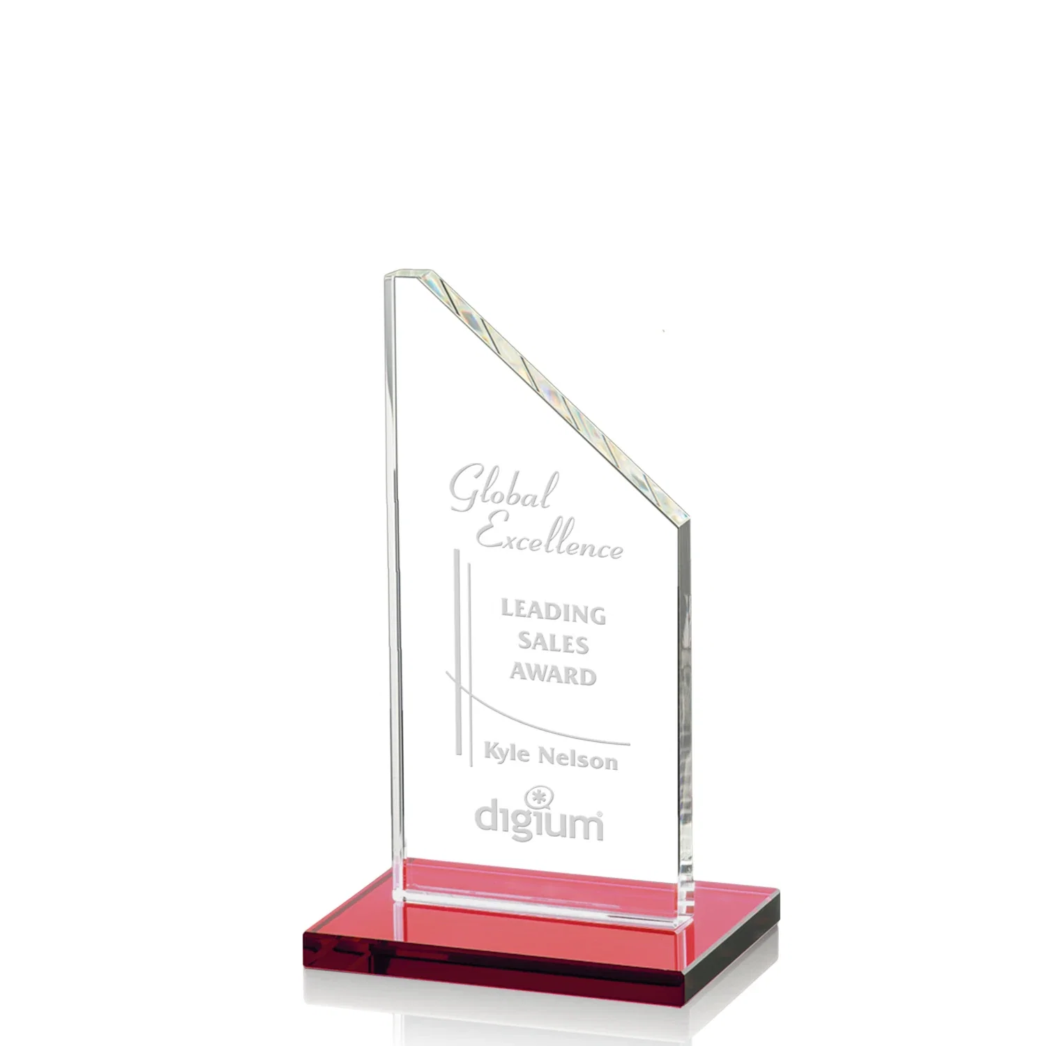 Personalized Starfire Crystal Peak Award on White Crystal Base, awards for volunteer appreciation