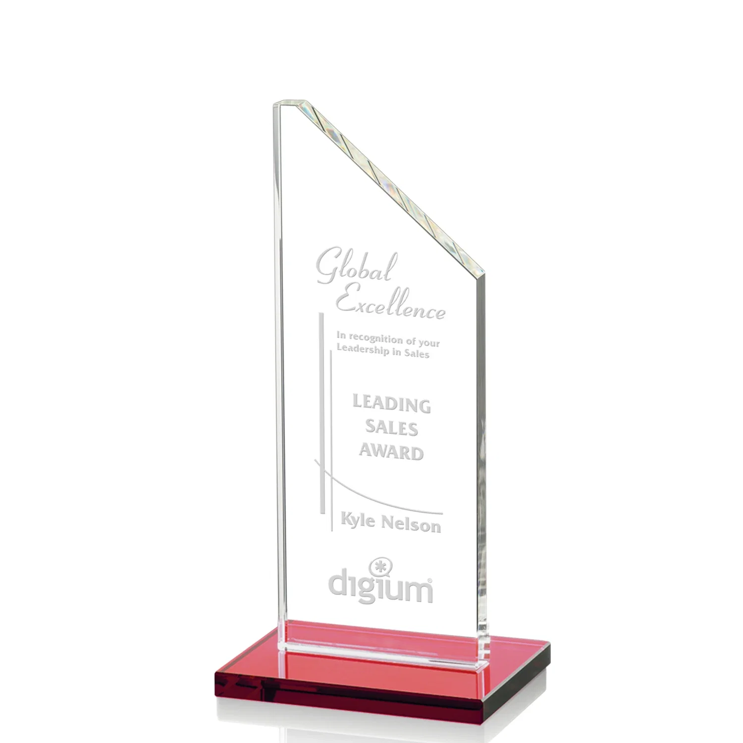 Personalized Starfire Crystal Peak Award on White Crystal Base, awards for dealer and partner awards