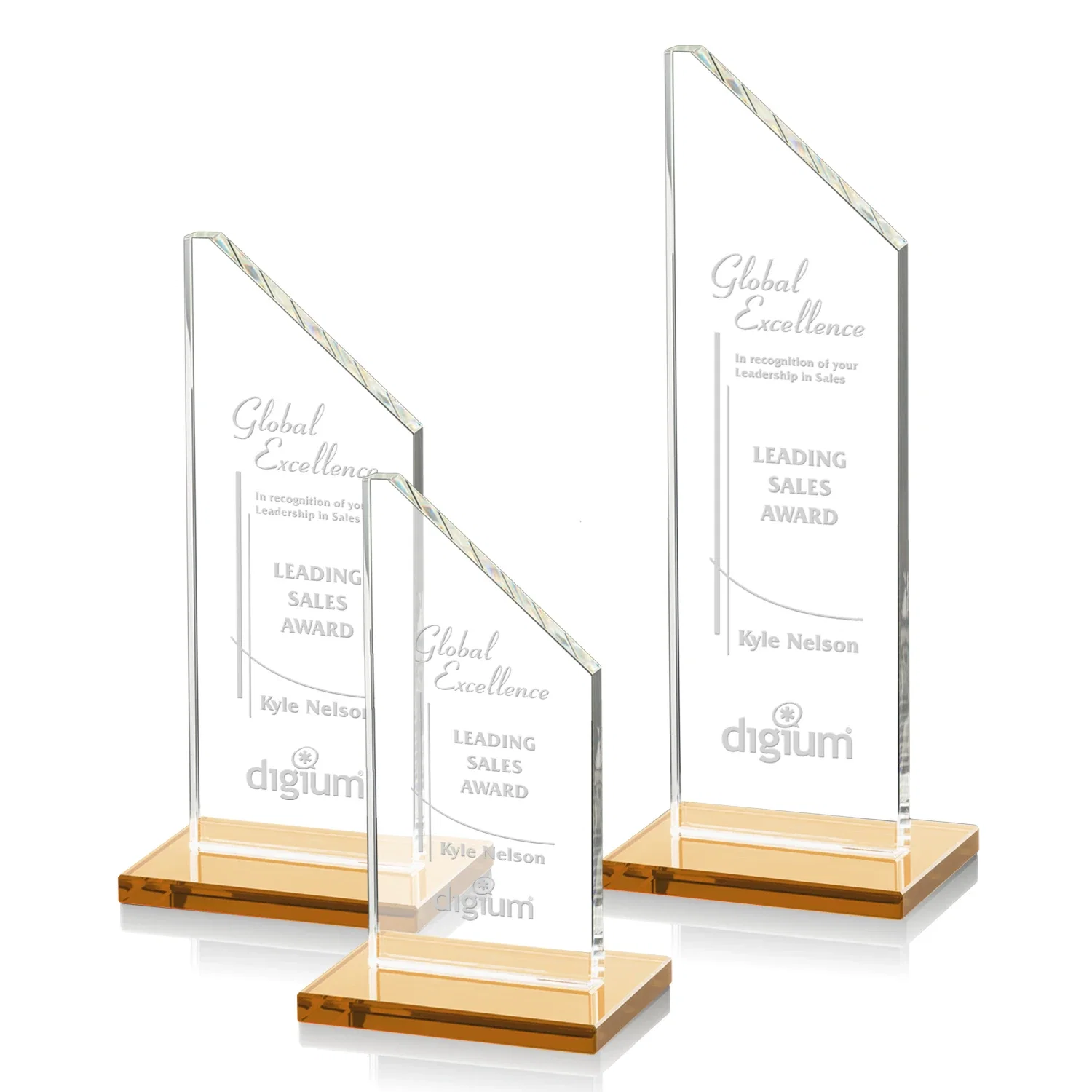 Promotional Starfire Crystal Peak Award on White Crystal Base, awards for employee recognition