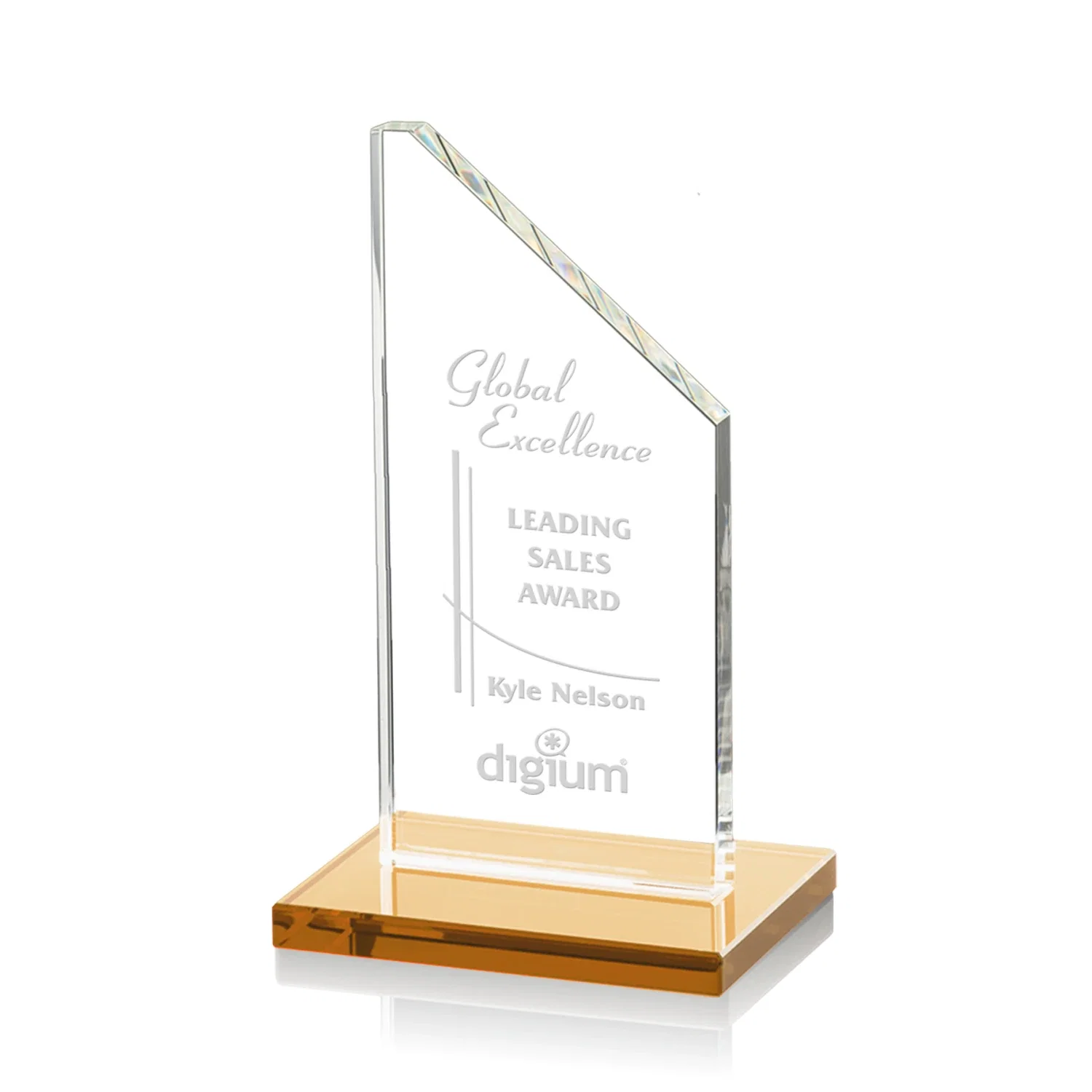 Promotional Starfire Crystal Peak Award on White Crystal Base, awards for corporate award ceremonies