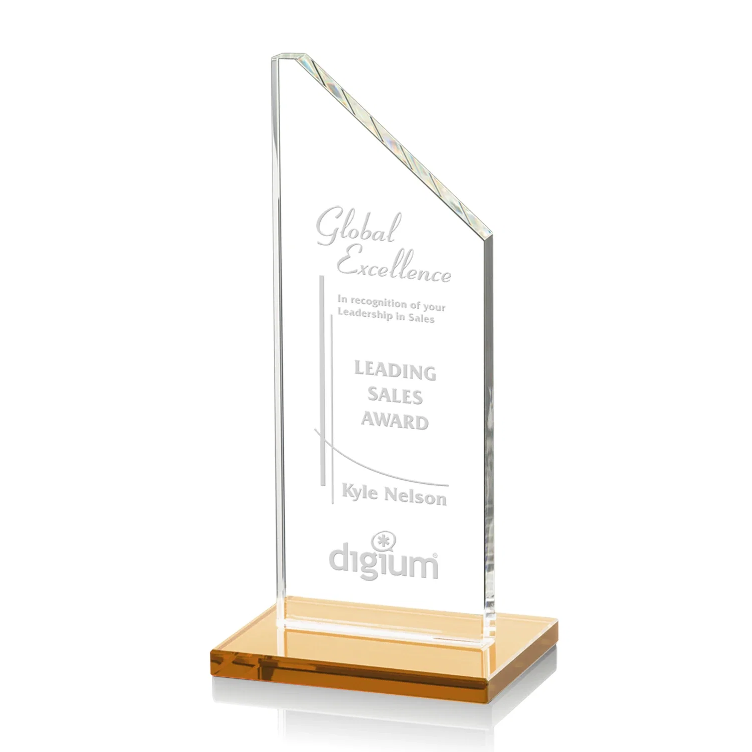 Promotional Starfire Crystal Peak Award on White Crystal Base, awards for service anniversary gifts