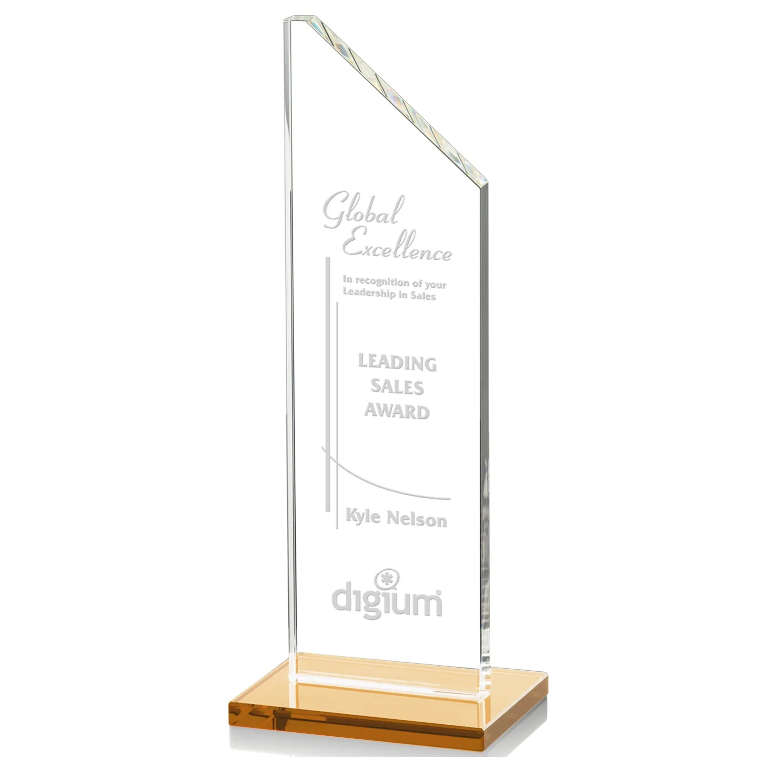 Promotional Starfire Crystal Peak Award on White Crystal Base, awards for sales achievement awards