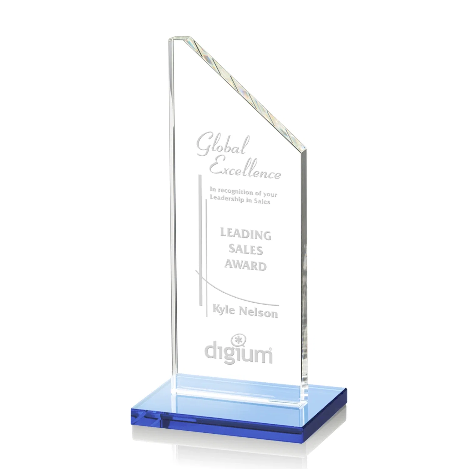 Promotional Starfire Crystal Peak Award on White Crystal Base, awards for donor appreciation