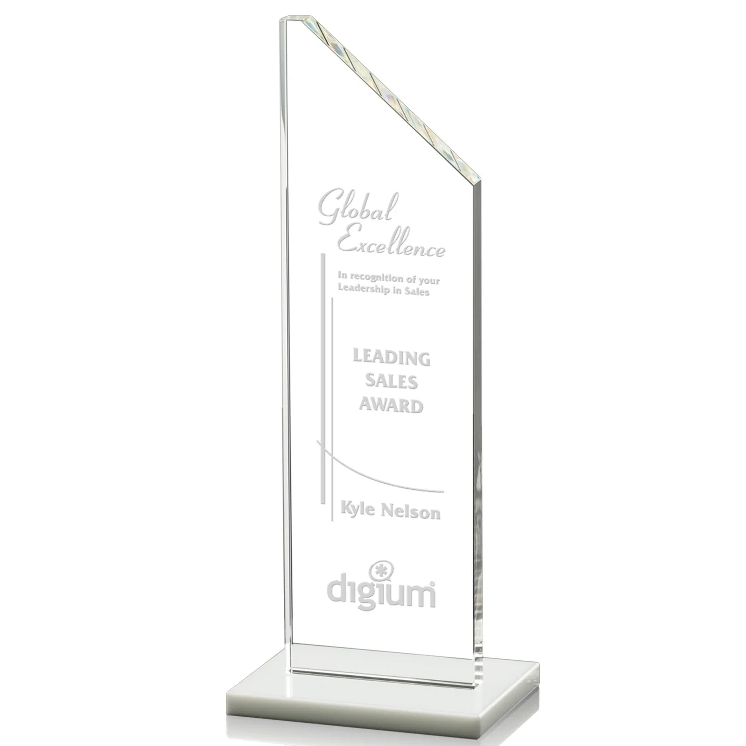 Custom Starfire Crystal Peak Award on White Crystal Base, awards for sales achievement awards