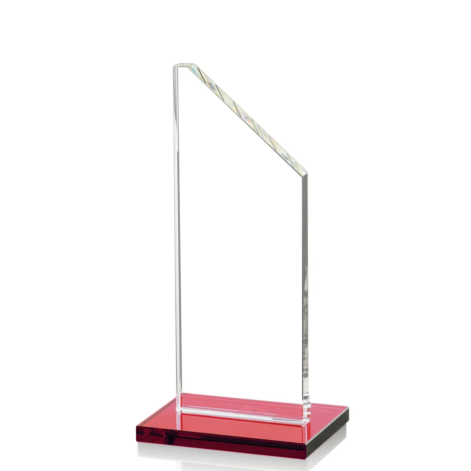 Custom printed Starfire Crystal Peak Award on White Crystal Base, awards for employee recognition