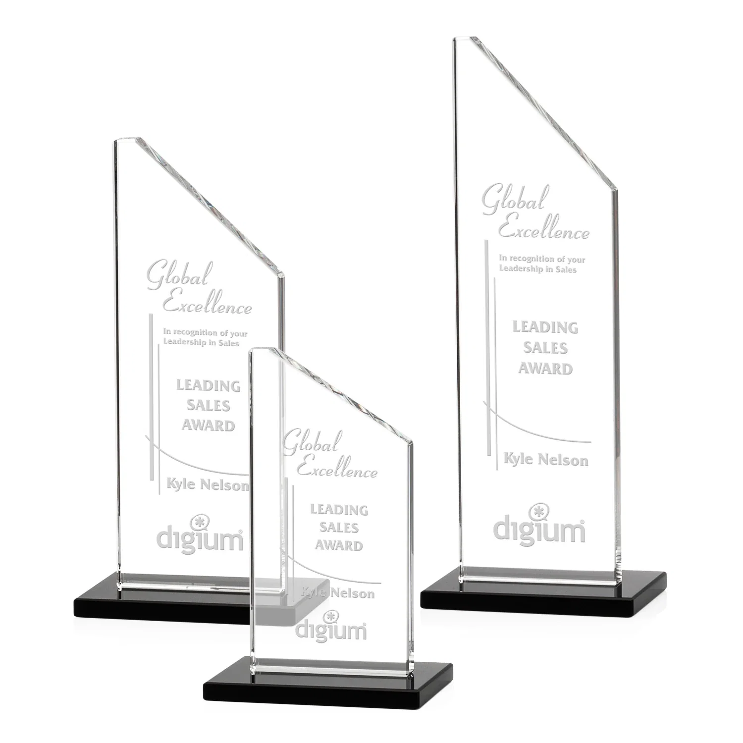 Custom Starfire Crystal Peak Award on White Crystal Base, awards for retirement presentations