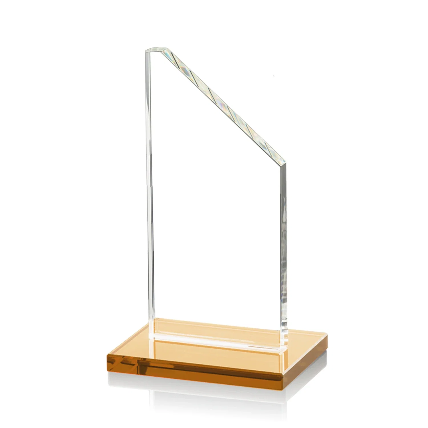 Custom printed Starfire Crystal Peak Award on White Crystal Base, awards for service anniversary gifts
