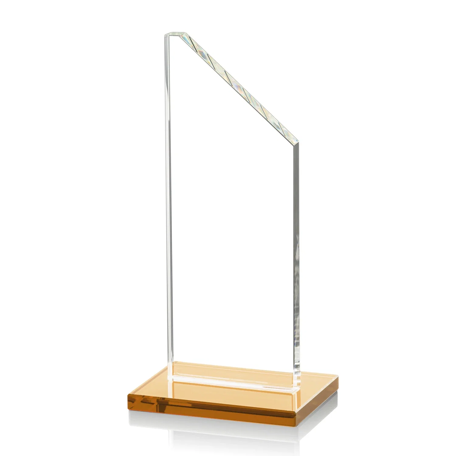 Custom printed Starfire Crystal Peak Award on White Crystal Base, awards for sales achievement awards