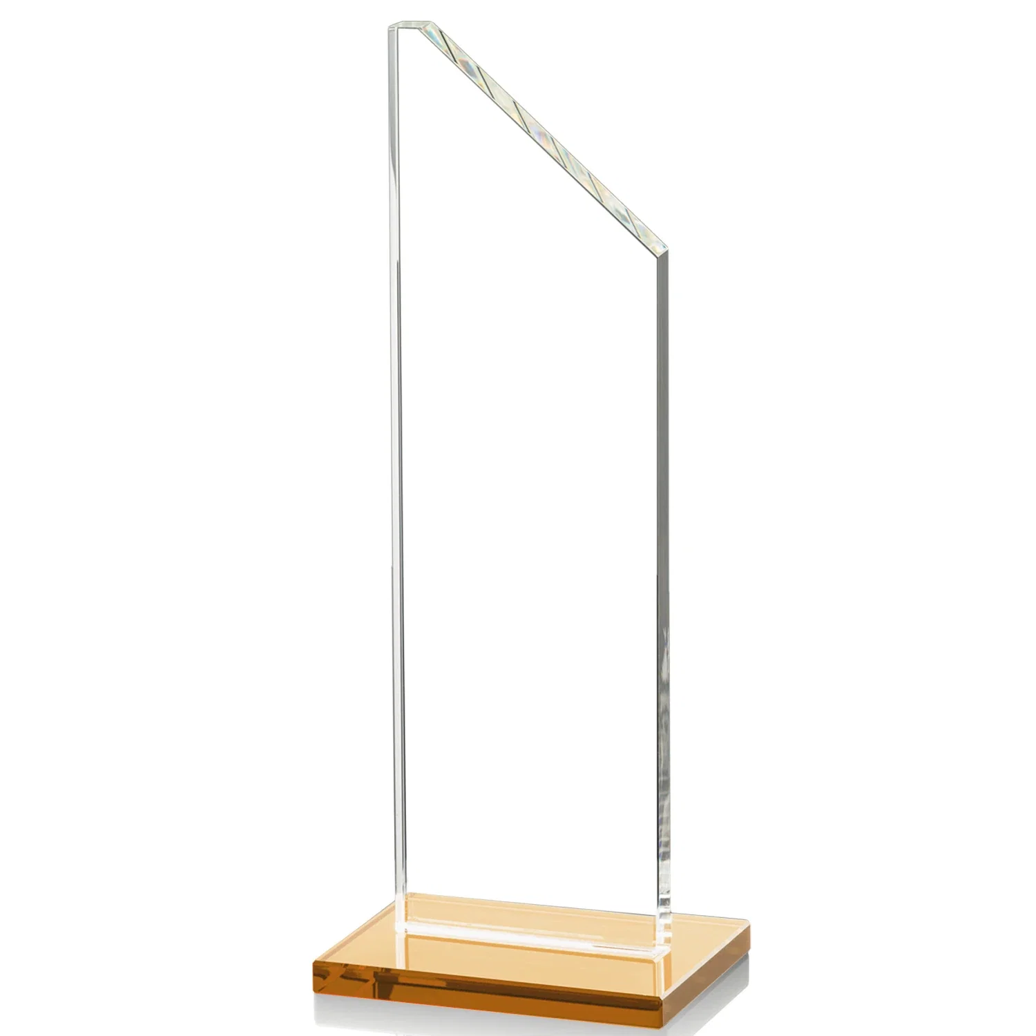 Custom printed Starfire Crystal Peak Award on White Crystal Base, awards for retirement presentations