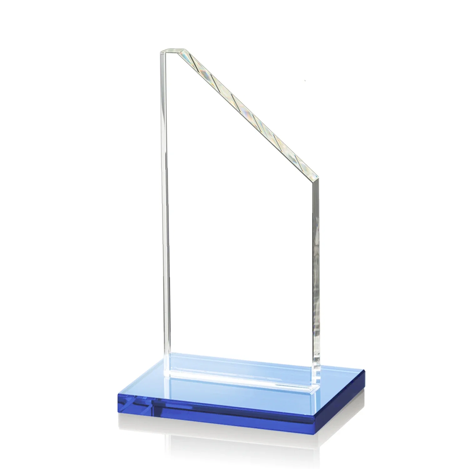Custom printed Starfire Crystal Peak Award on White Crystal Base, awards for team milestone celebrations