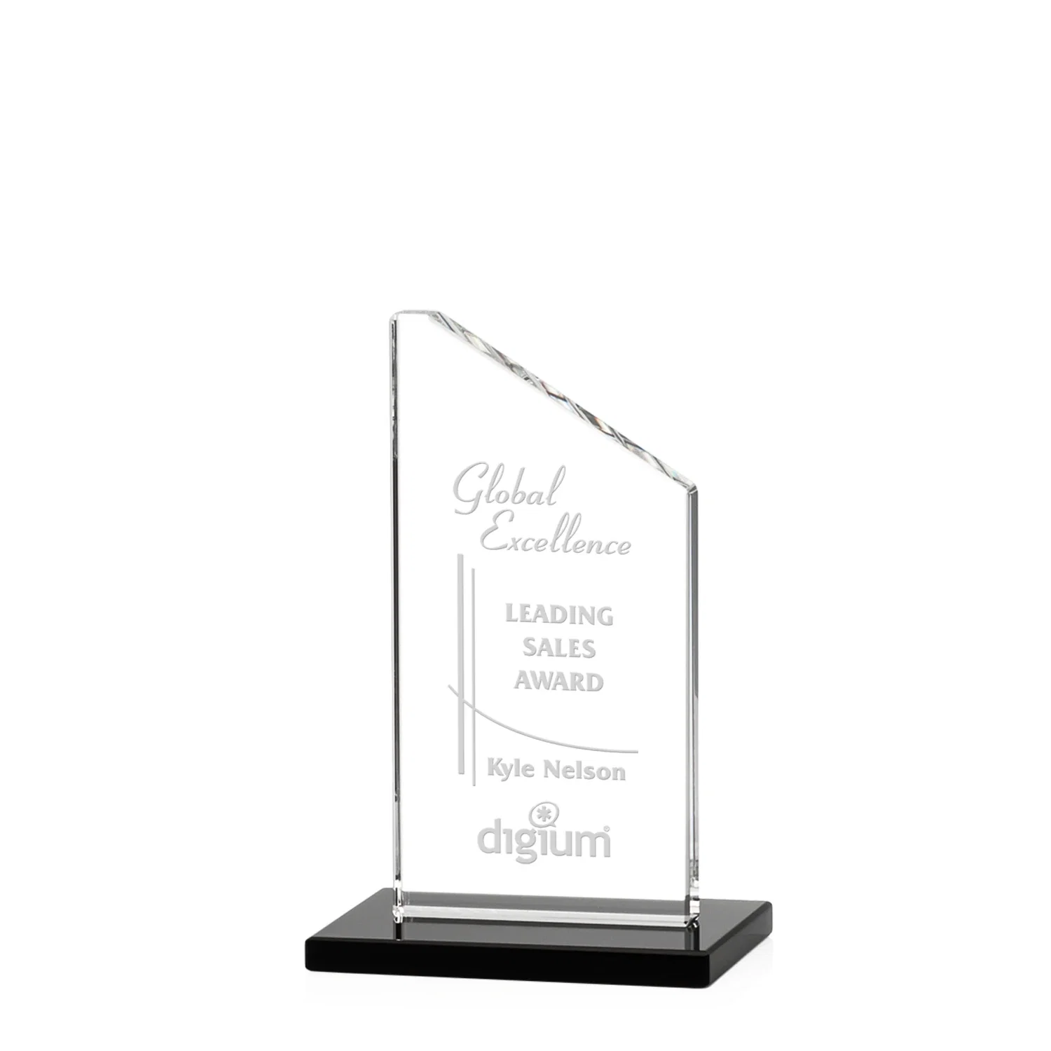 Custom Starfire Crystal Peak Award on White Crystal Base, awards for team milestone celebrations
