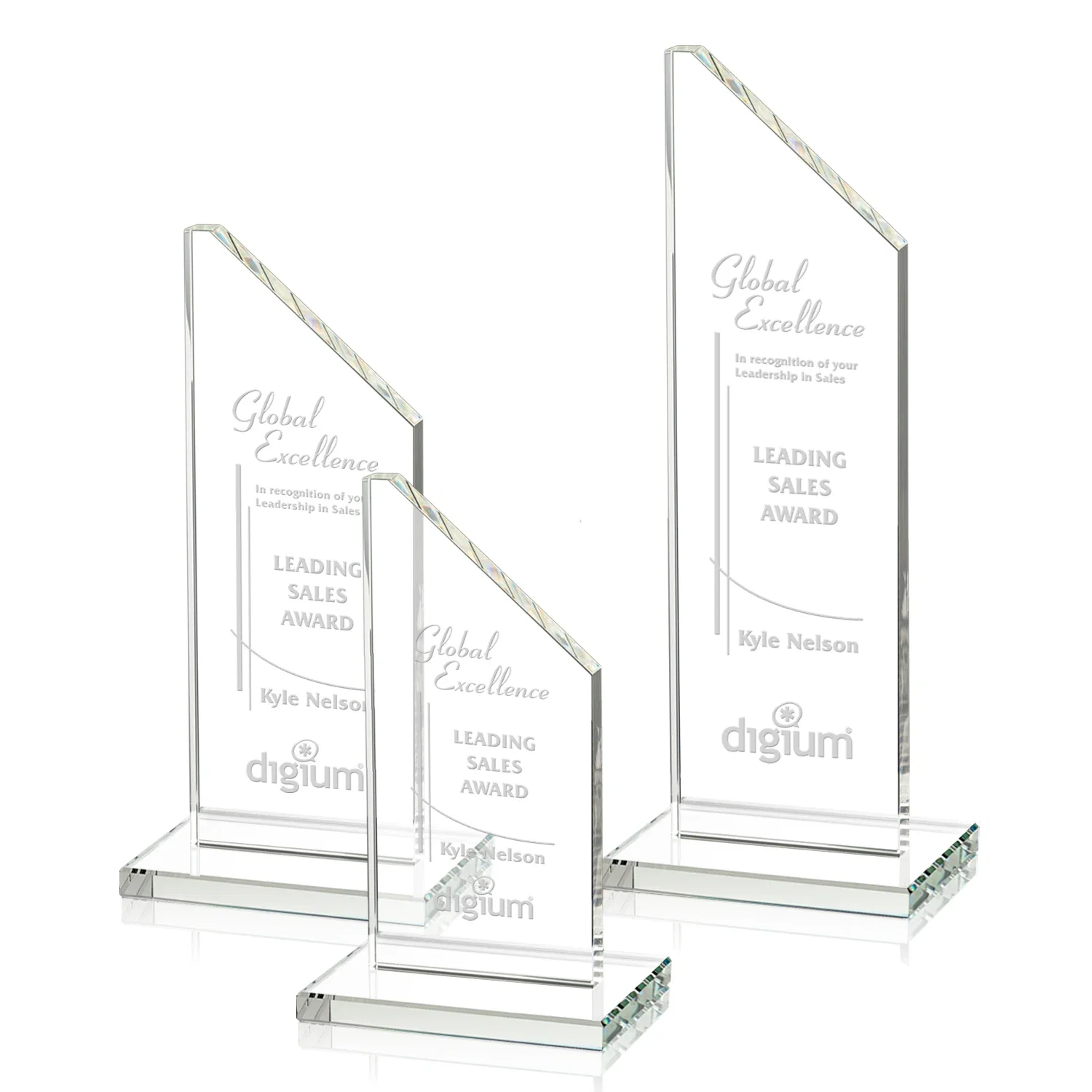 Custom Starfire Crystal Peak Award on White Crystal Base, awards for safety achievement programs