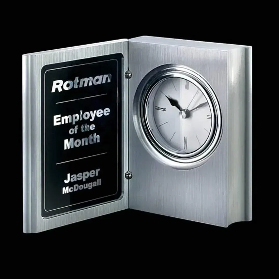 Customized Arch Clock Engraved with Logo — view 2