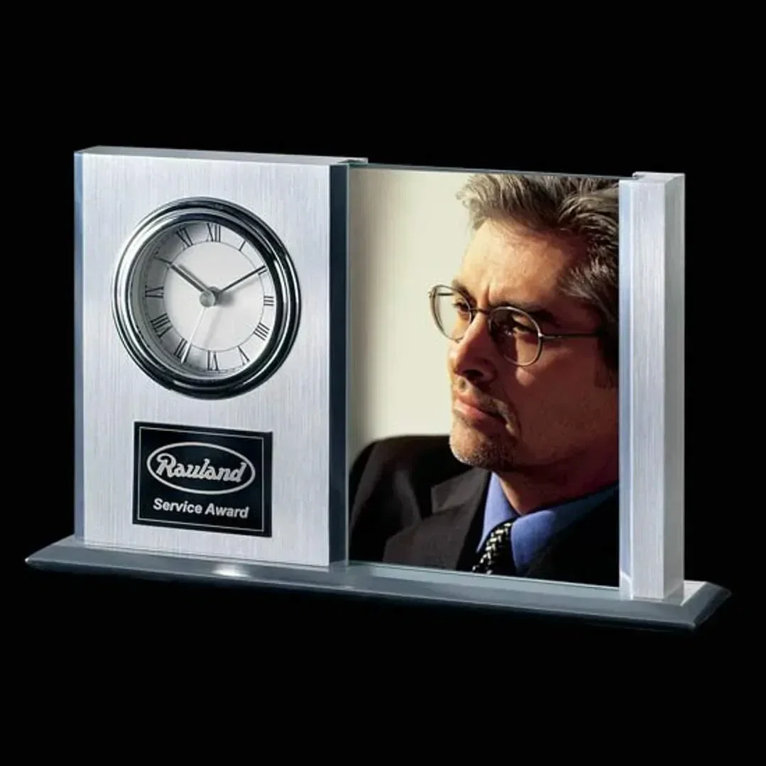 Customized Arch Clock Engraved with Logo — view 3