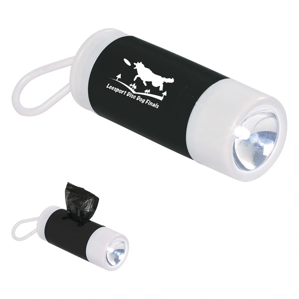 Waste bag dispenser paired with a built-in flashlight