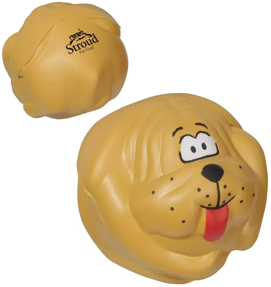 Dog Ball Stress Reliever, a branded chew-ball squeeze toy for custom logo veterinary and pet giveaways