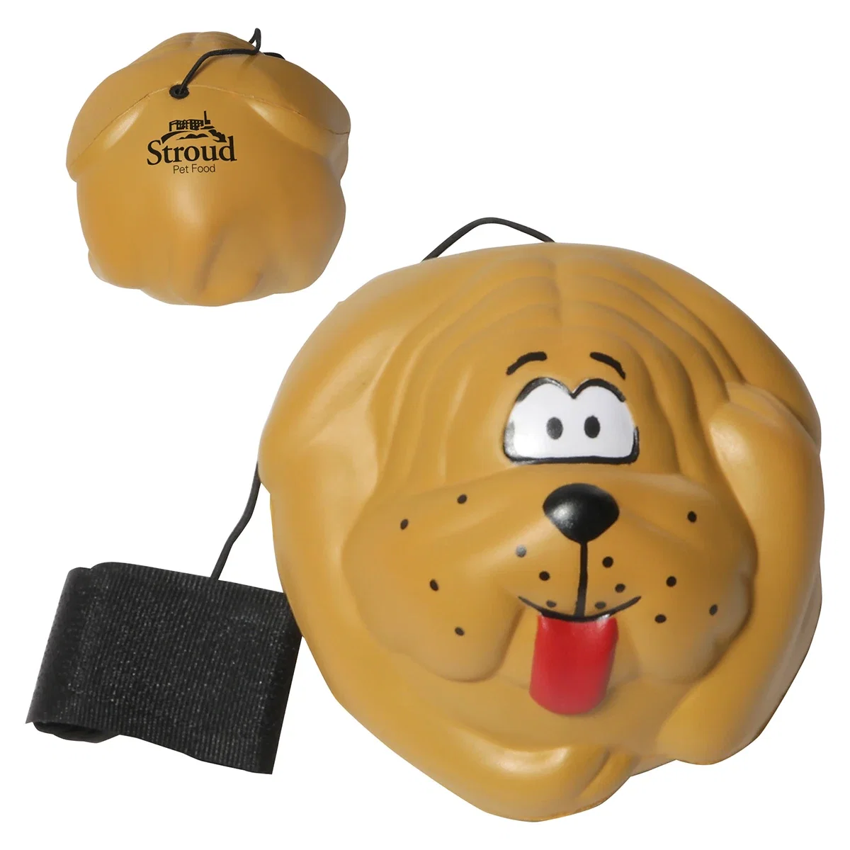 Round dog ball-shaped stress reliever yo-yo with a bungee cord attachment