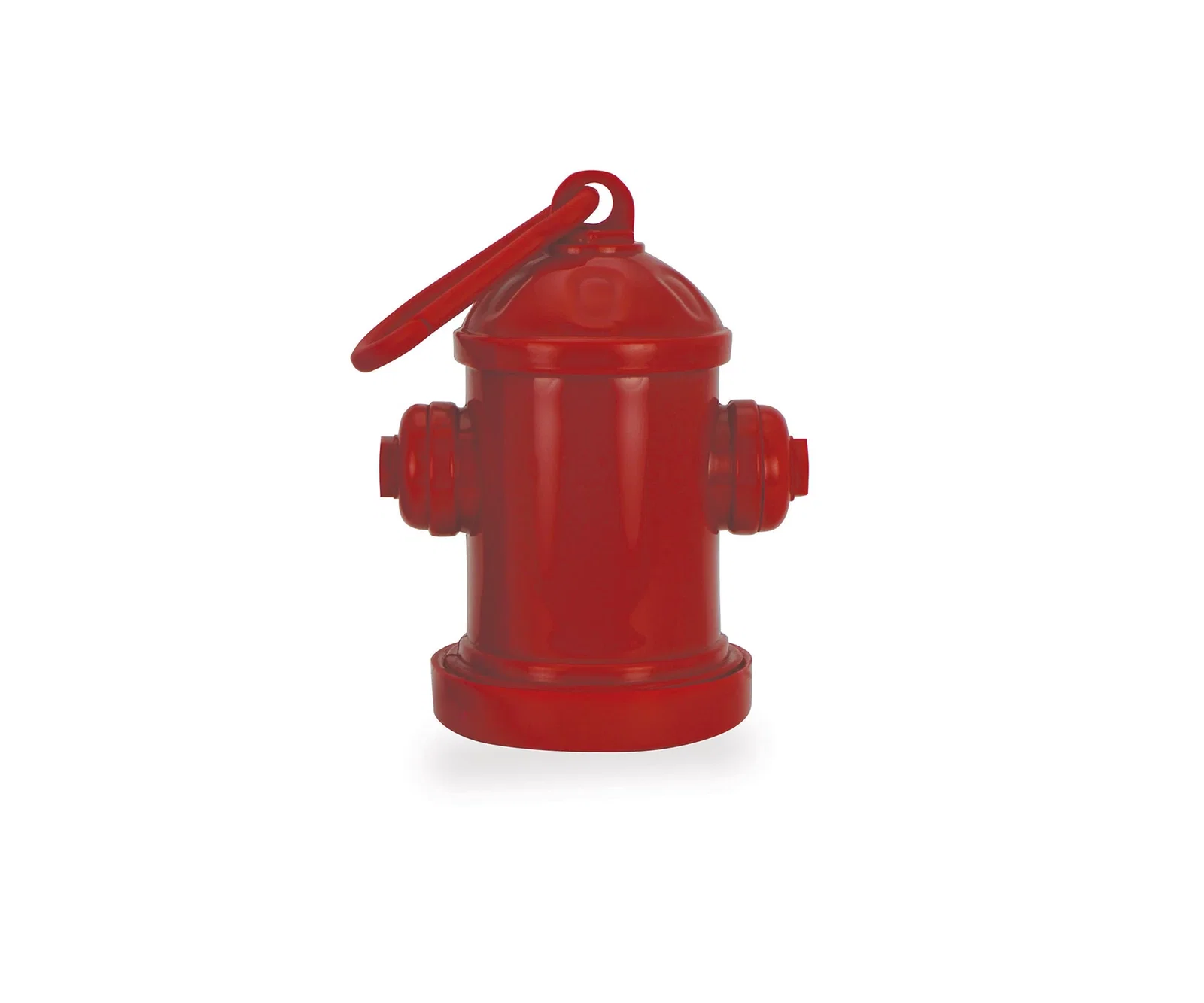 Doggy Pal Leash-Clip Bag Holder. Fire-hydrant-shaped waste bag dispenser that clips to a leash for dog park giveaways, view 3