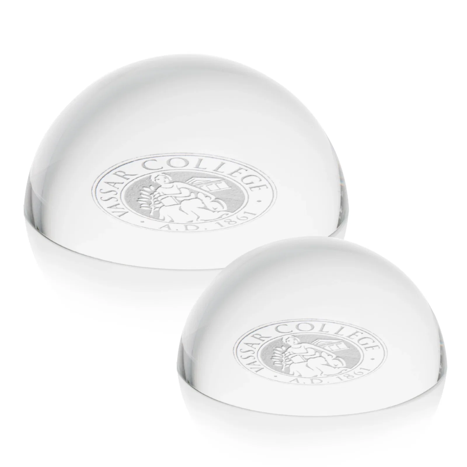 Custom Dome Crystal Paperweight, 2.75" or 3.5" Half-Sphere, client appreciation gift for employee recognition