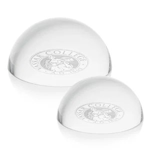 Dome Crystal Paperweight, 2.75" or 3.5" Half-Sphere