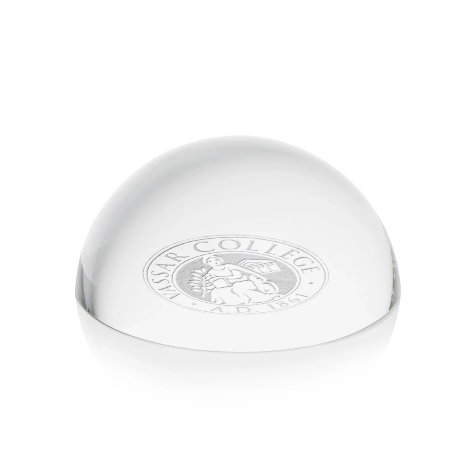 Custom Dome Crystal Paperweight, 2.75" or 3.5" Half-Sphere, client appreciation gift for service anniversary gifts