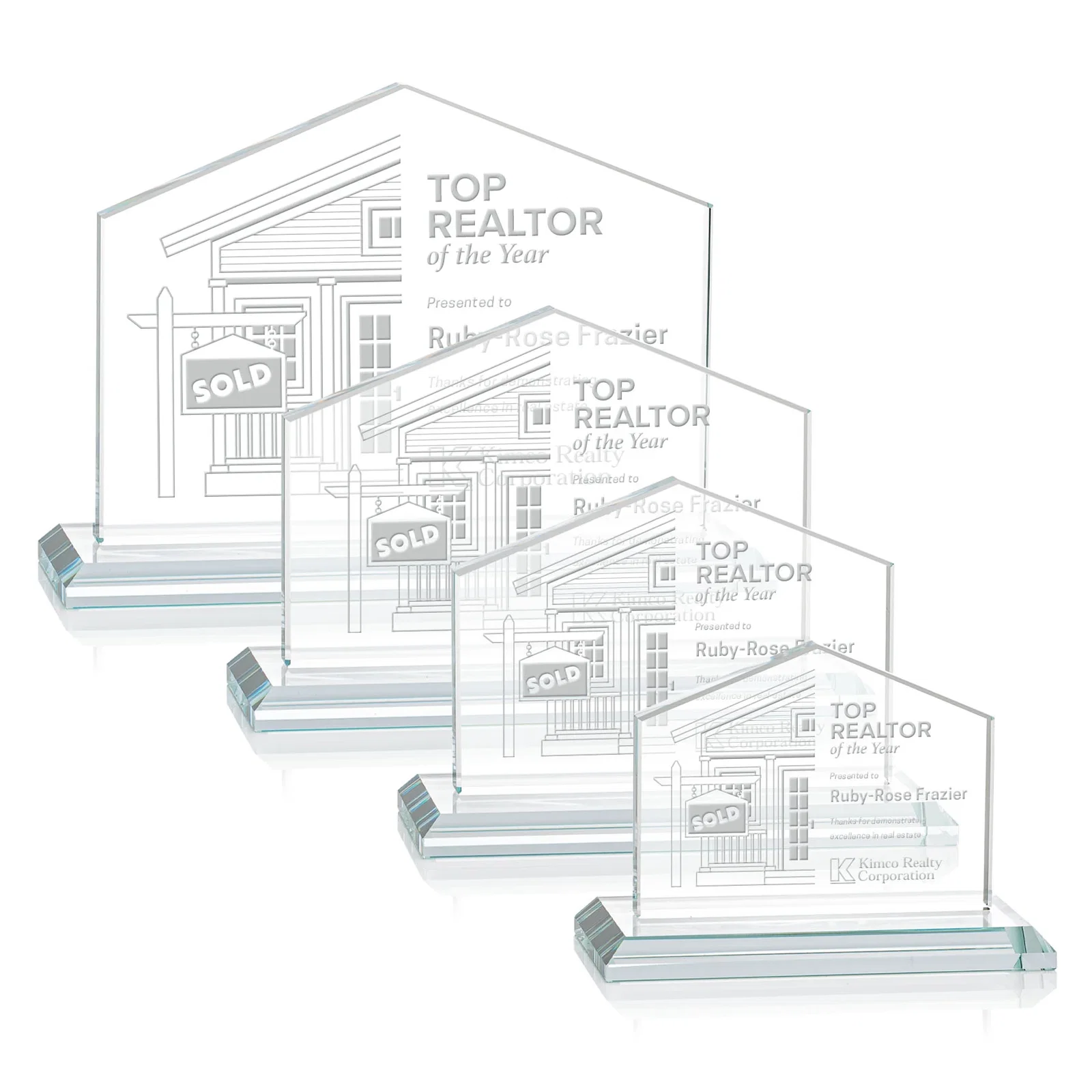 Custom Starfire Crystal Real Estate Award in Eight Base Colors for employee recognition