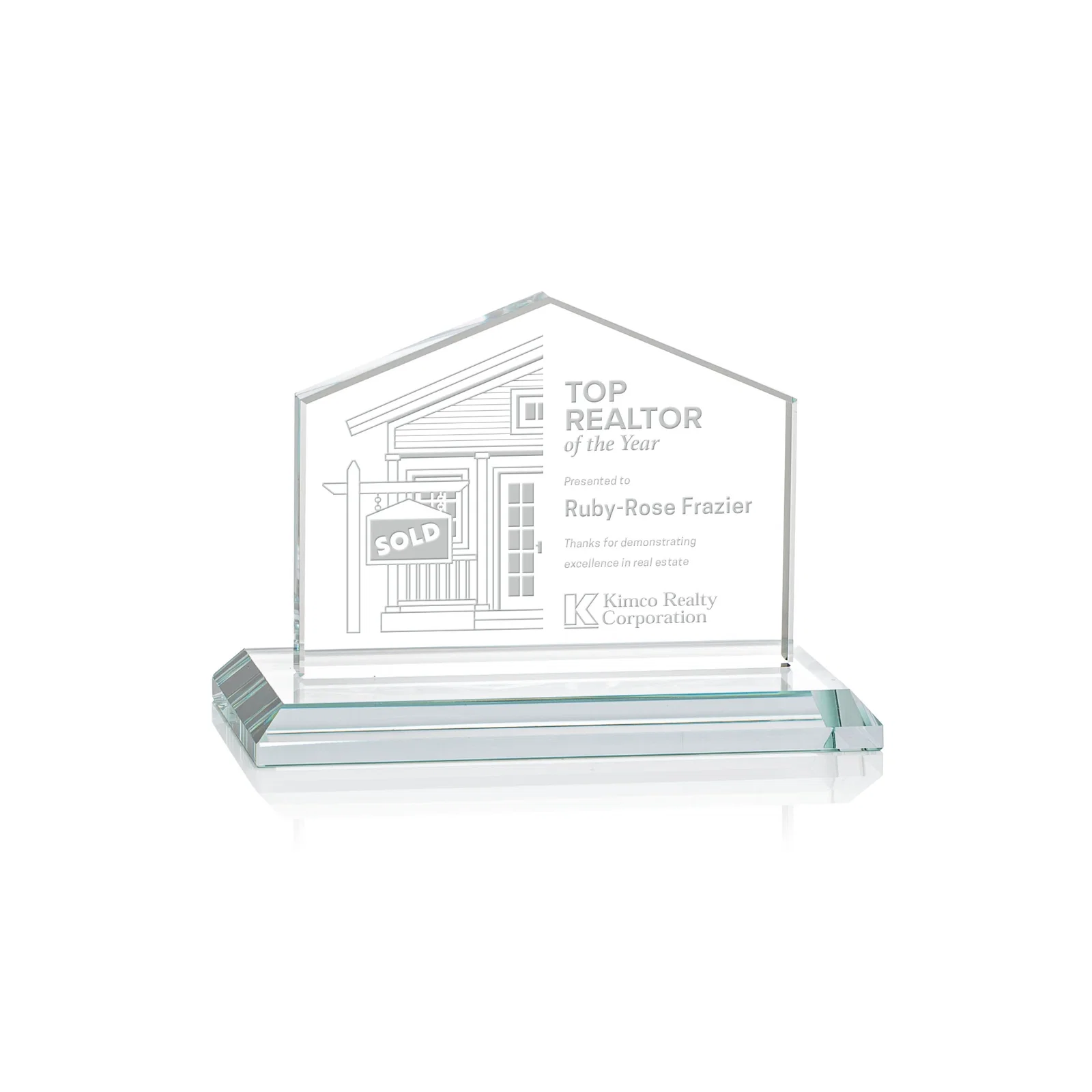 Custom Starfire Crystal Real Estate Award in Eight Base Colors for corporate award ceremonies