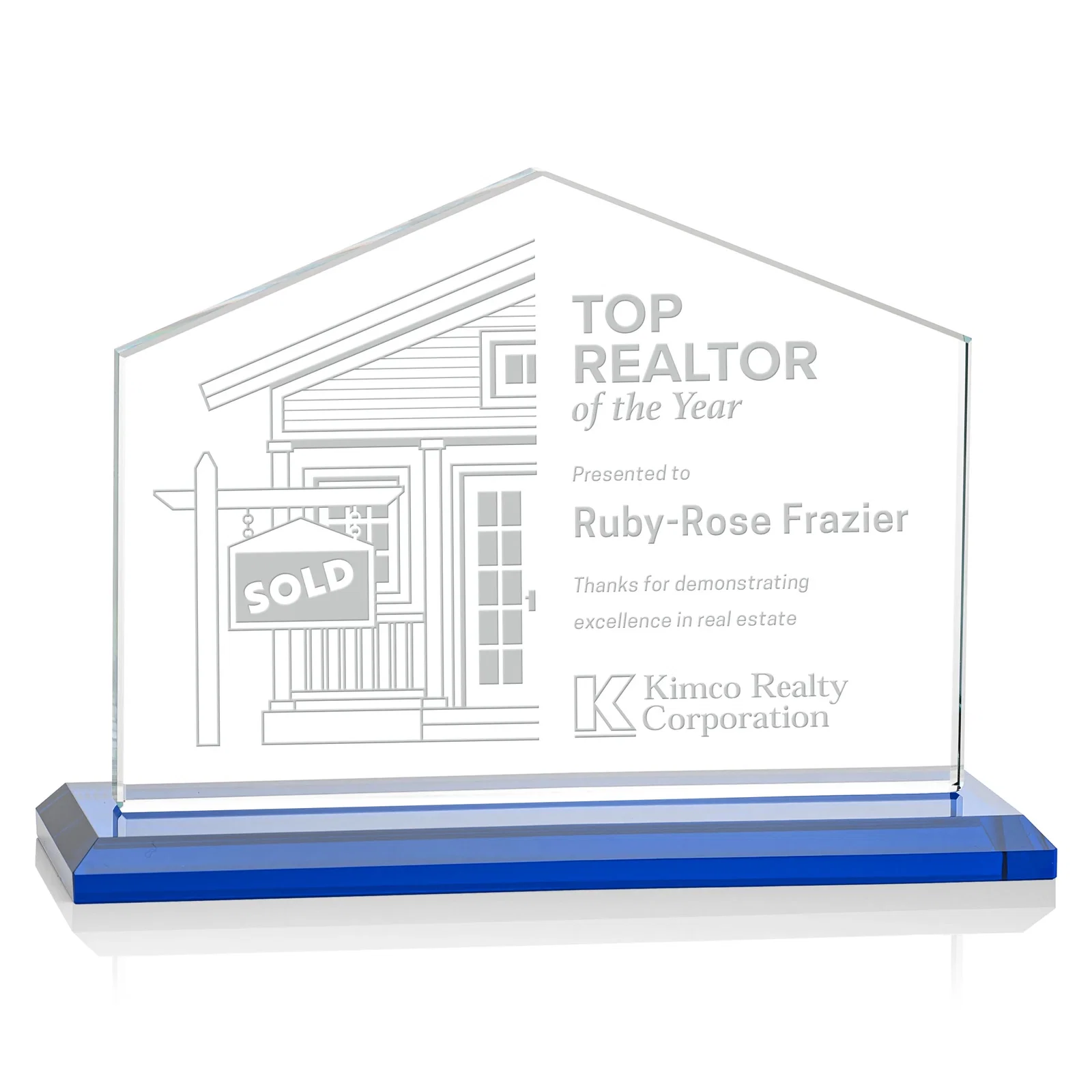 Promotional Starfire Crystal Real Estate Award in Eight Base Colors for employee recognition